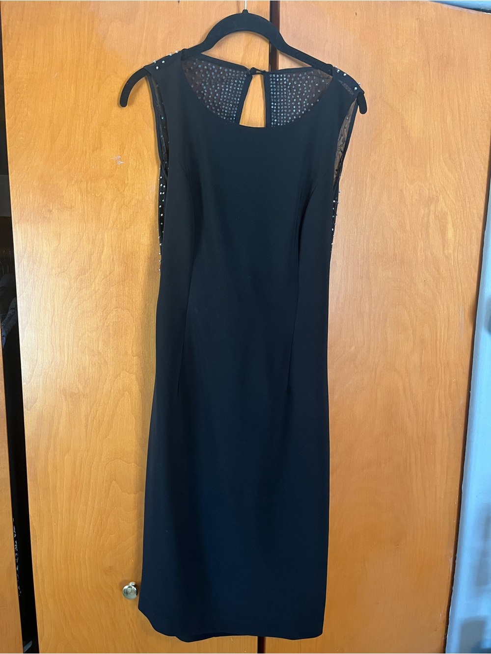 Joseph Ribkoff Black Rhinestone Open Back Cocktail Dress Size 4
